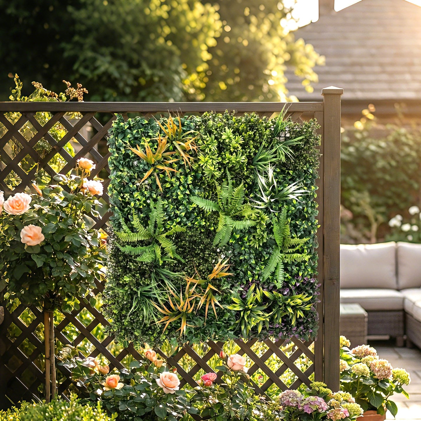 Grass Wall Panels, 100 x 100 cm Artificial Grass Wall Decor