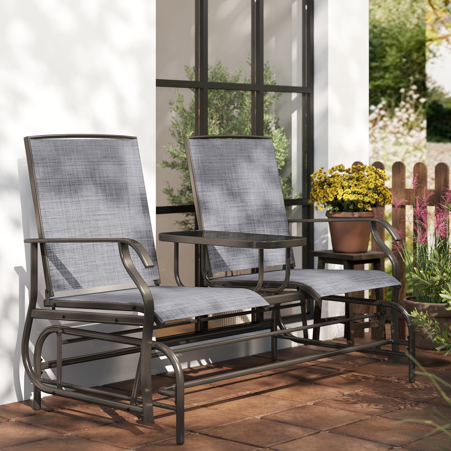 2 Seats Garden Glider Bench