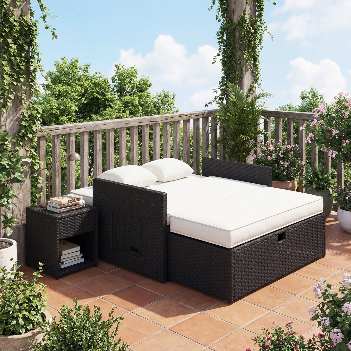 Rattan Garden Daybed, Double Sun Lounger