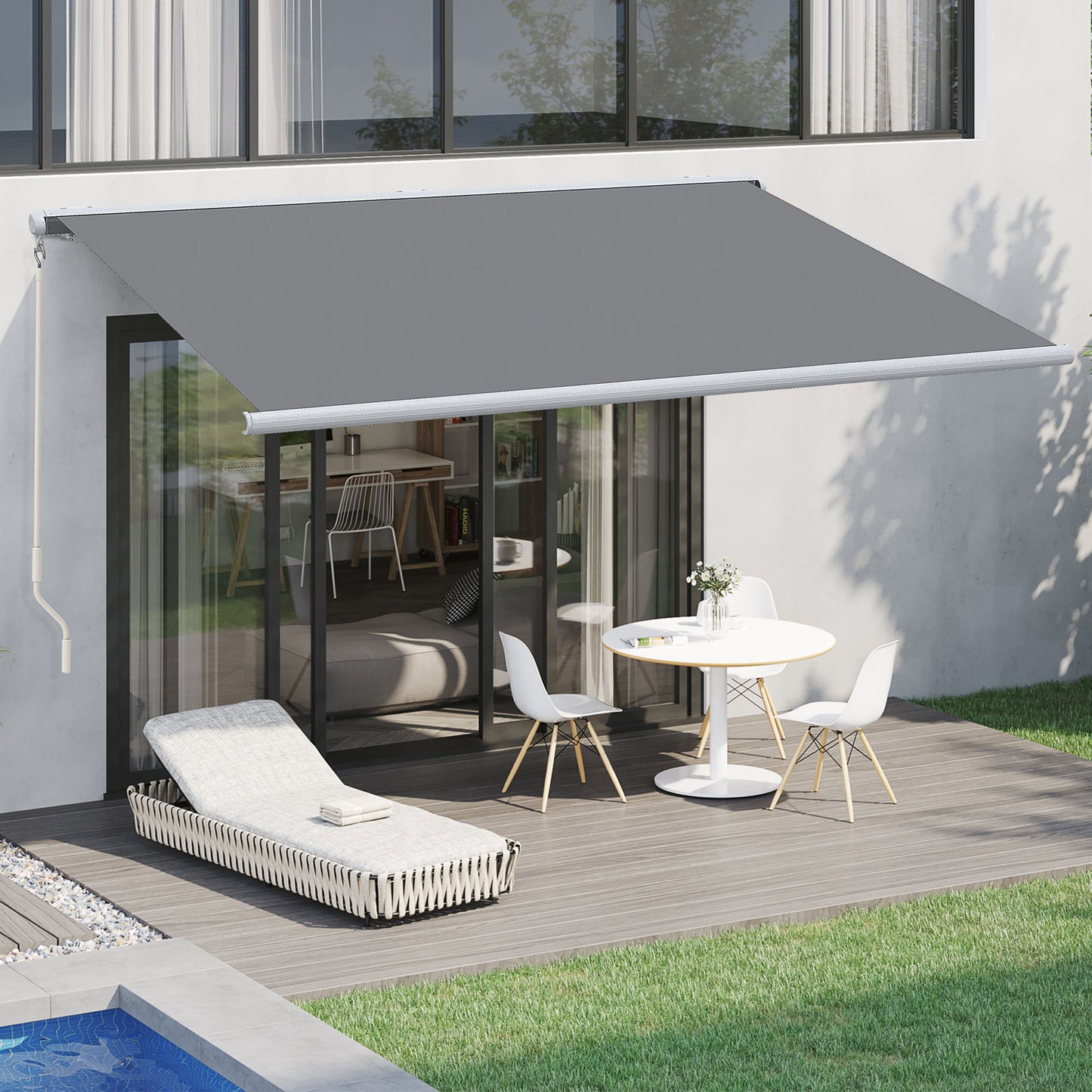 4x3m Full Cassette Electric/Manual Retractable Awning with LED Light