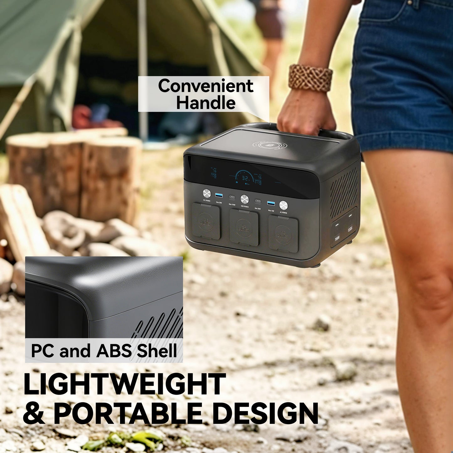 Portable Power Station with LiFePO4 Battery, 1.5H Fast Charge