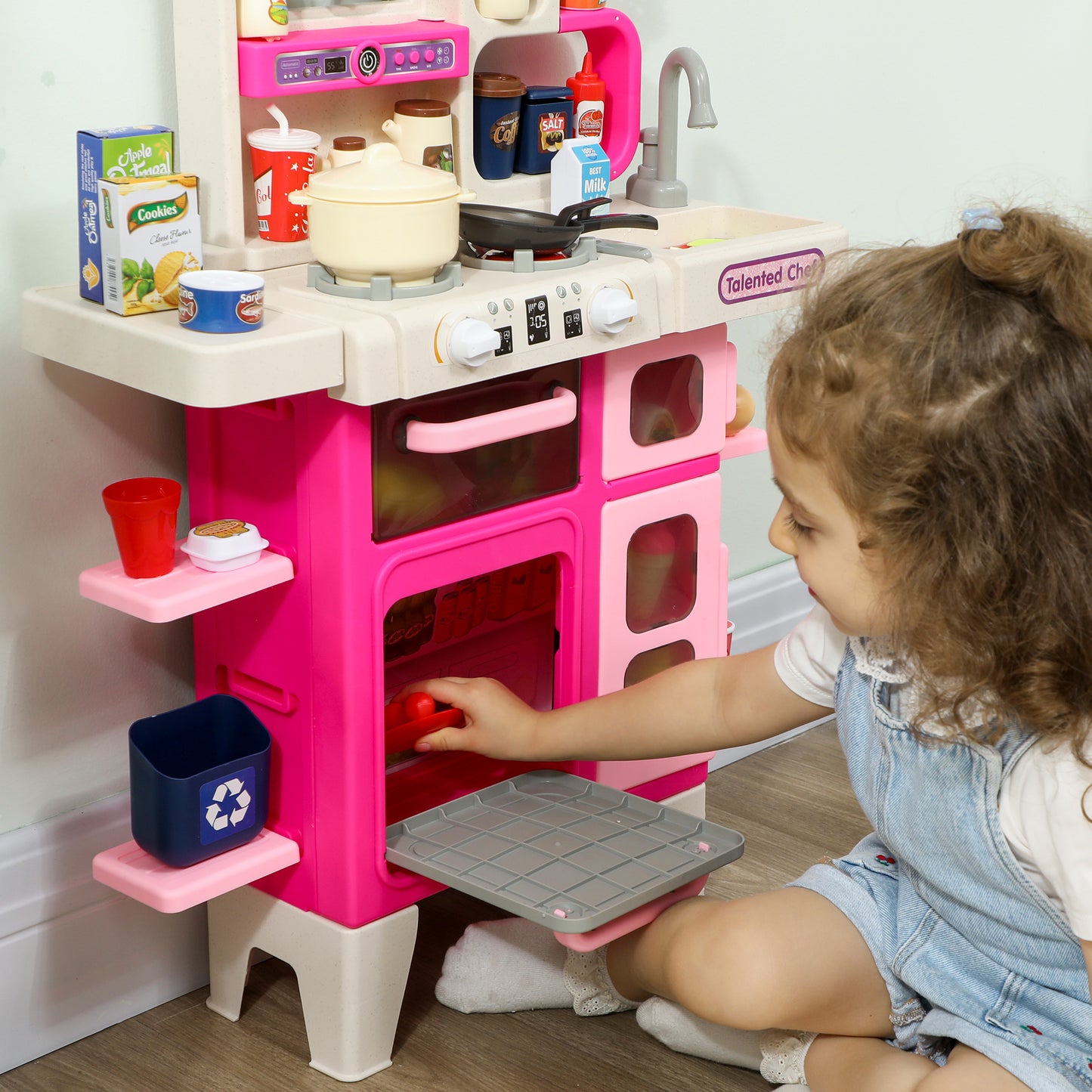 Pretend Play Kitchen Set with Realistic Lights & Sounds