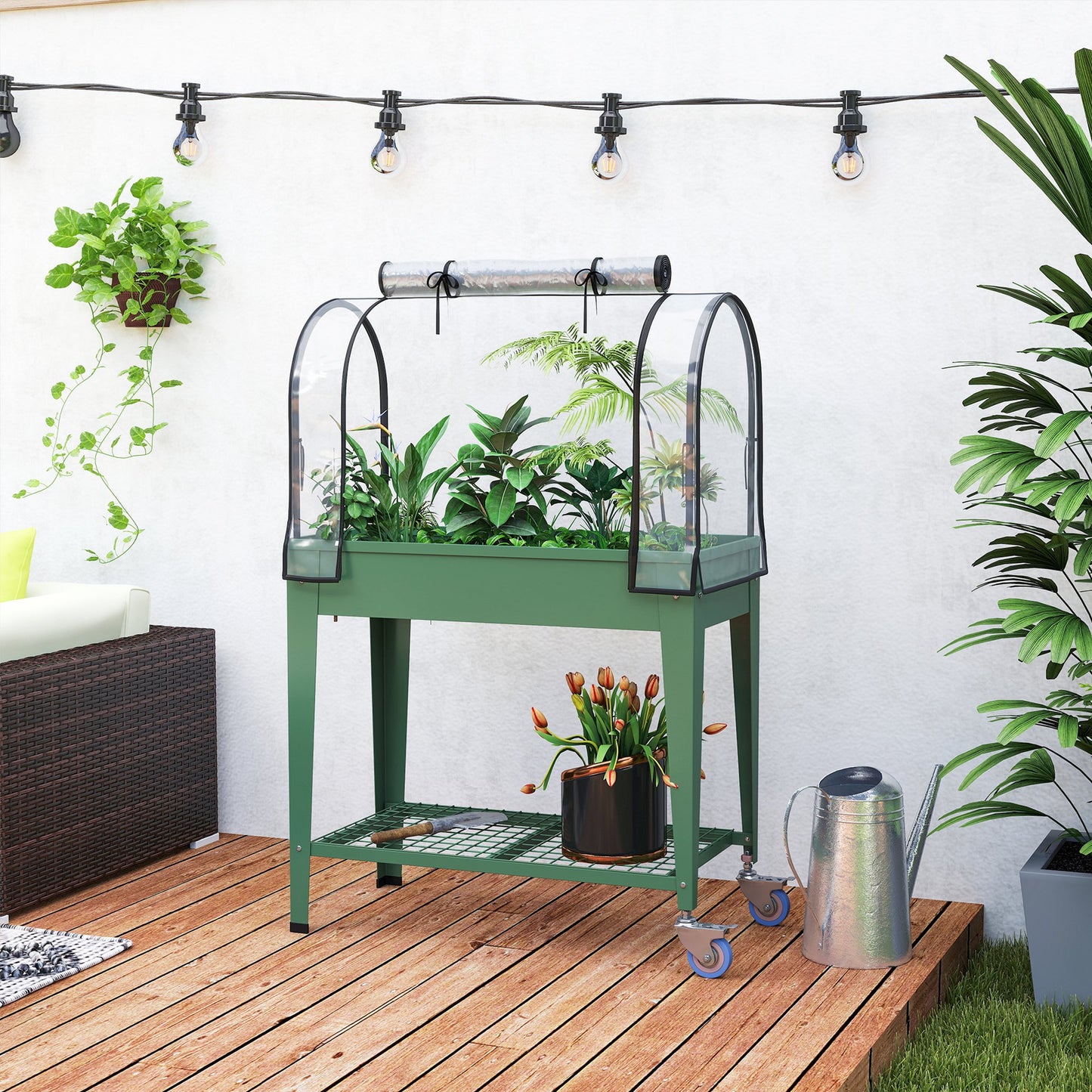 Raised Planter with Greenhouse Cover