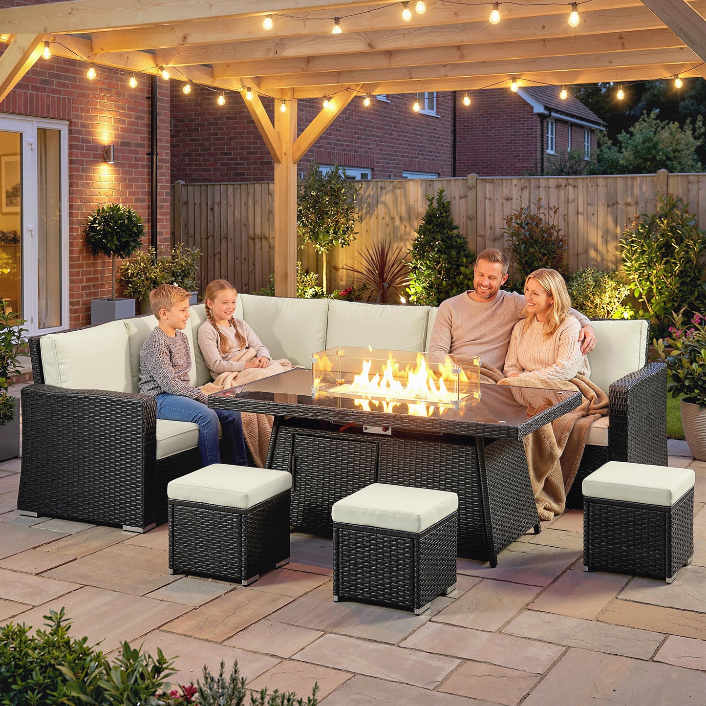 7 Pieces PE Rattan Garden Furniture Set, 50