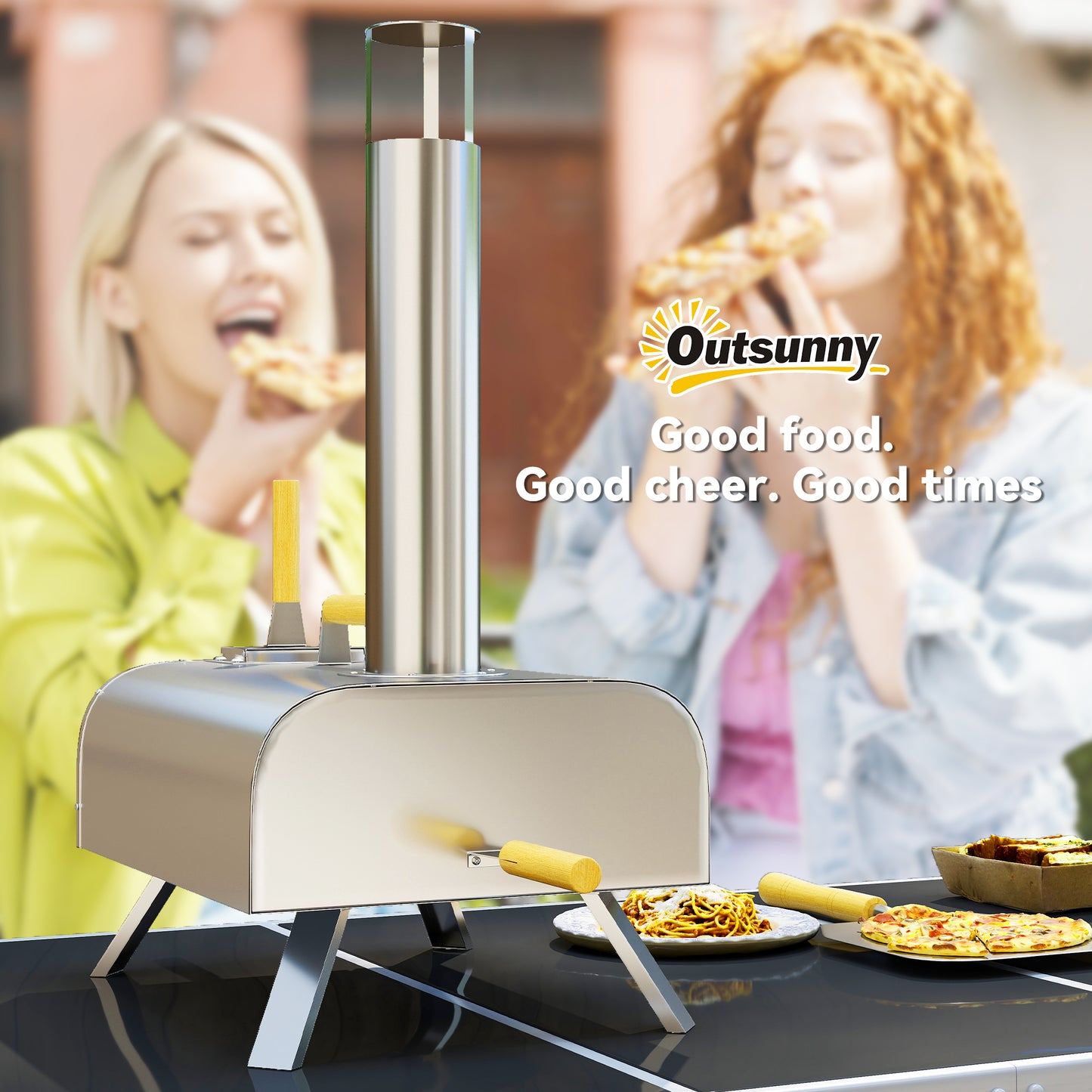 Outdoor Pizza Oven, Portable Wood Pellet Pizza Oven with Pizza Stone