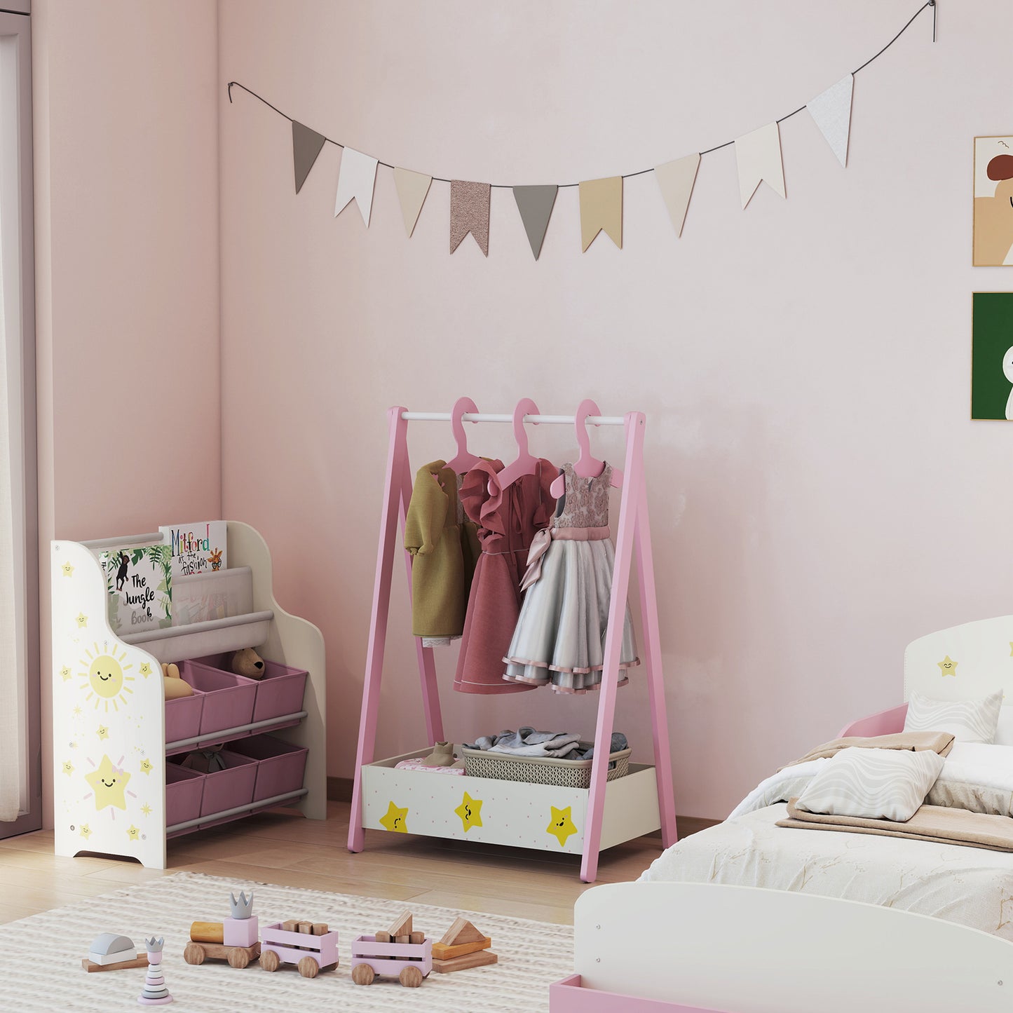 Baby Clothing Rack with Hangers, Storage Shelf for Bedroom