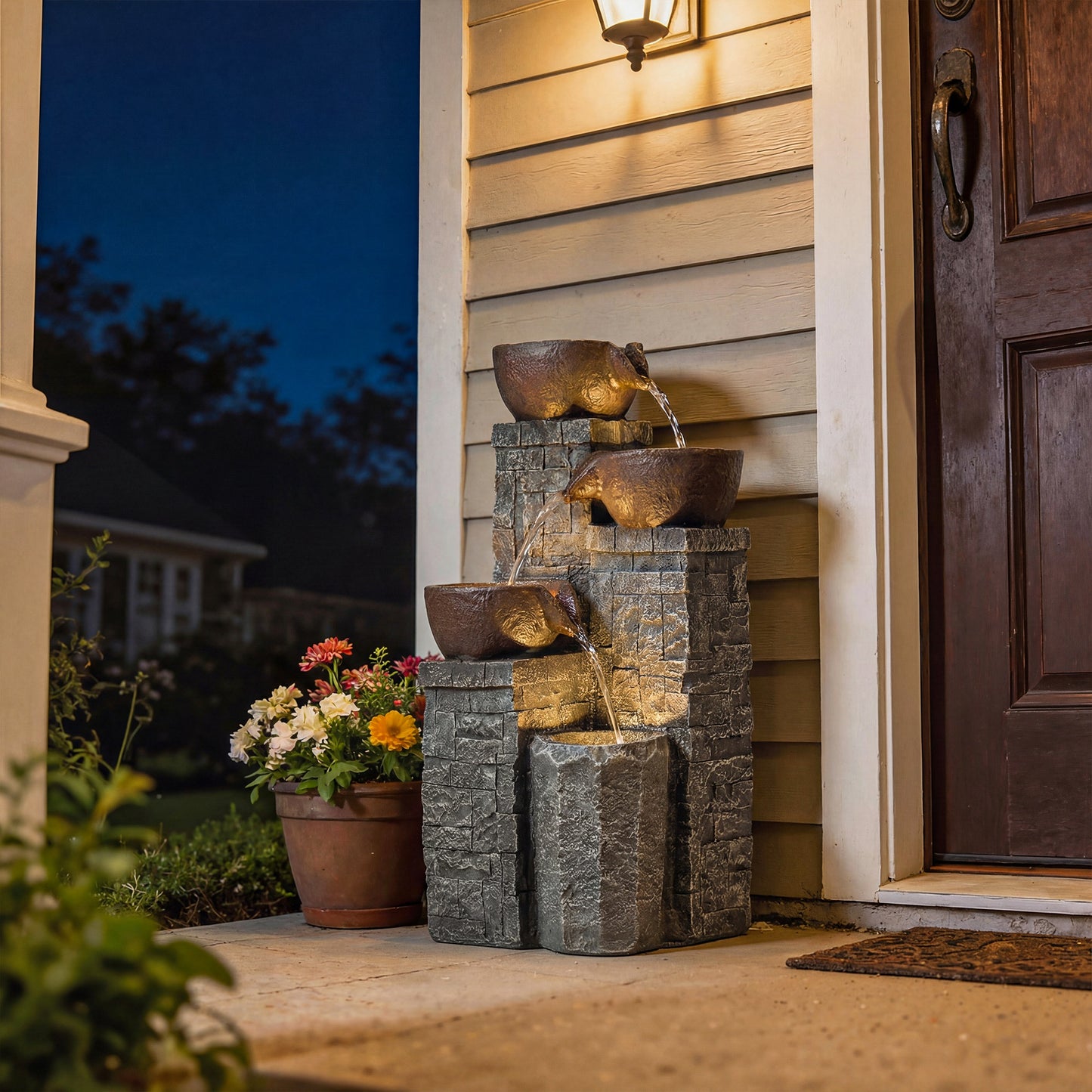 4-Tier Outdoor Fountain, Cascading Waterfall