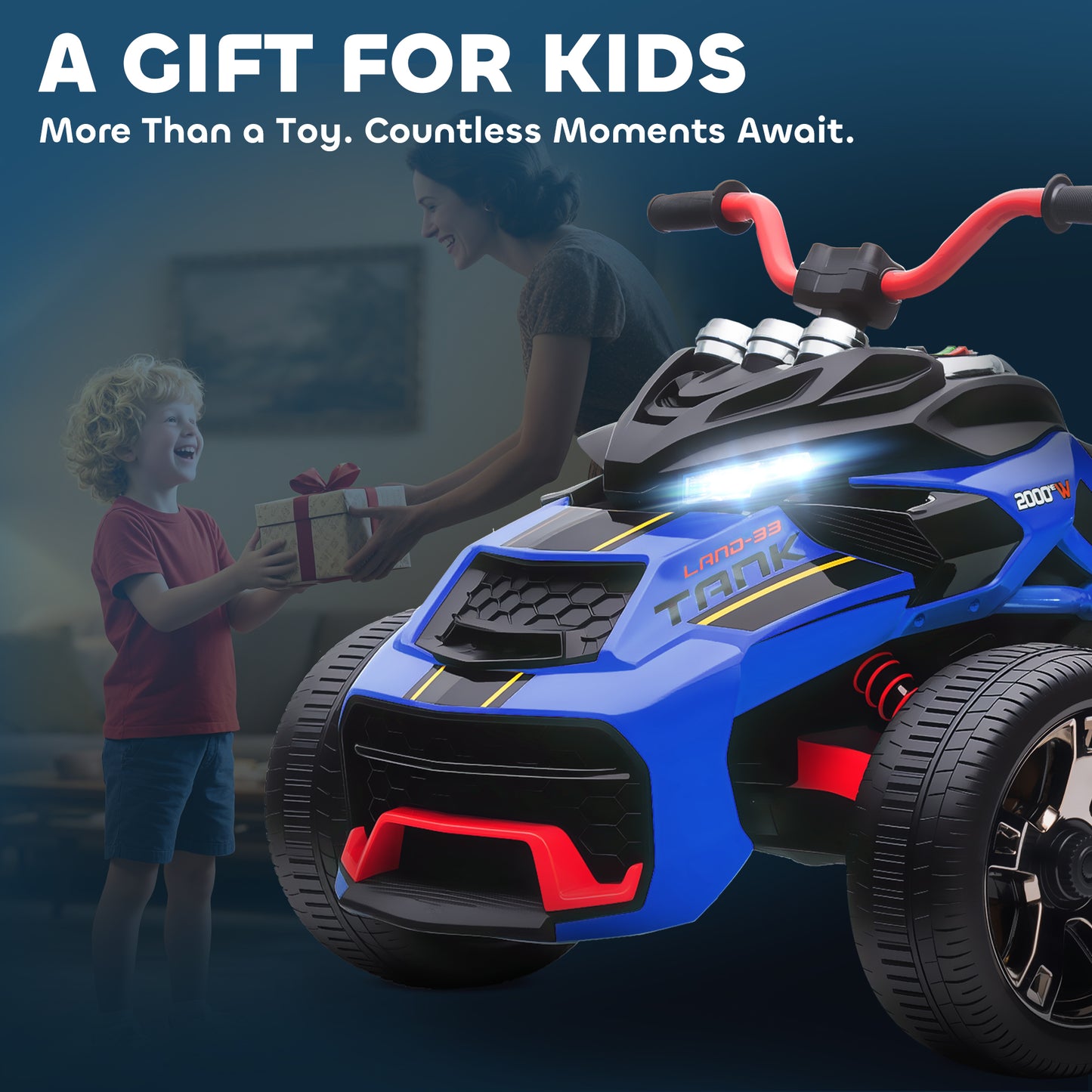 12V Kids Electric Ride On Car with 3 Wheeler, MP3 Player, Horn