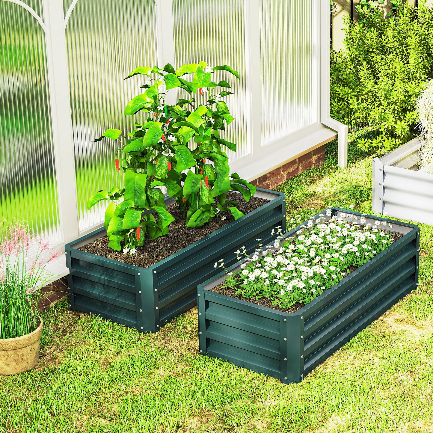 Set of Two 110 x 65cm Steel Planter Boxes