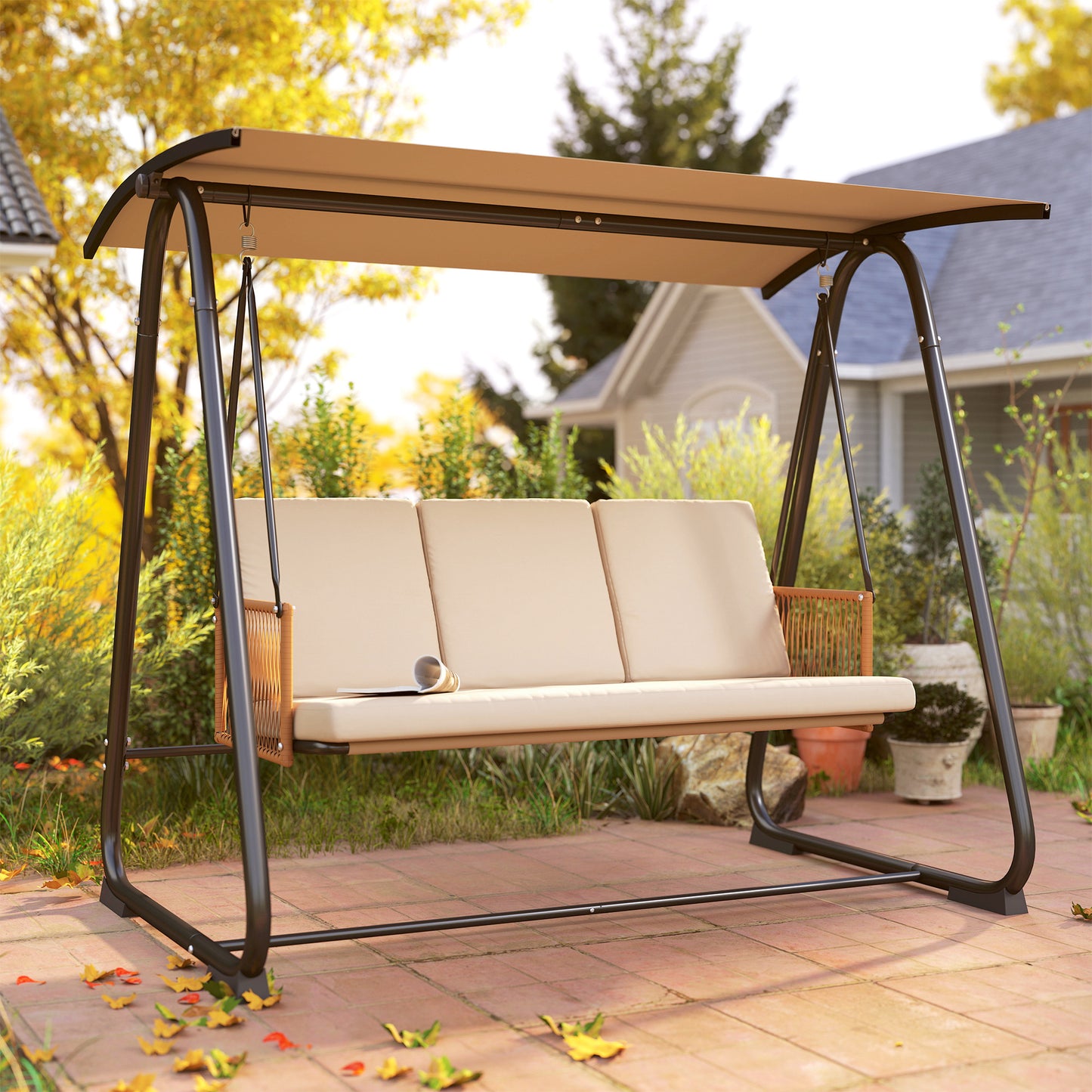 3 Seater Swing Chair with Adjustable Canopy