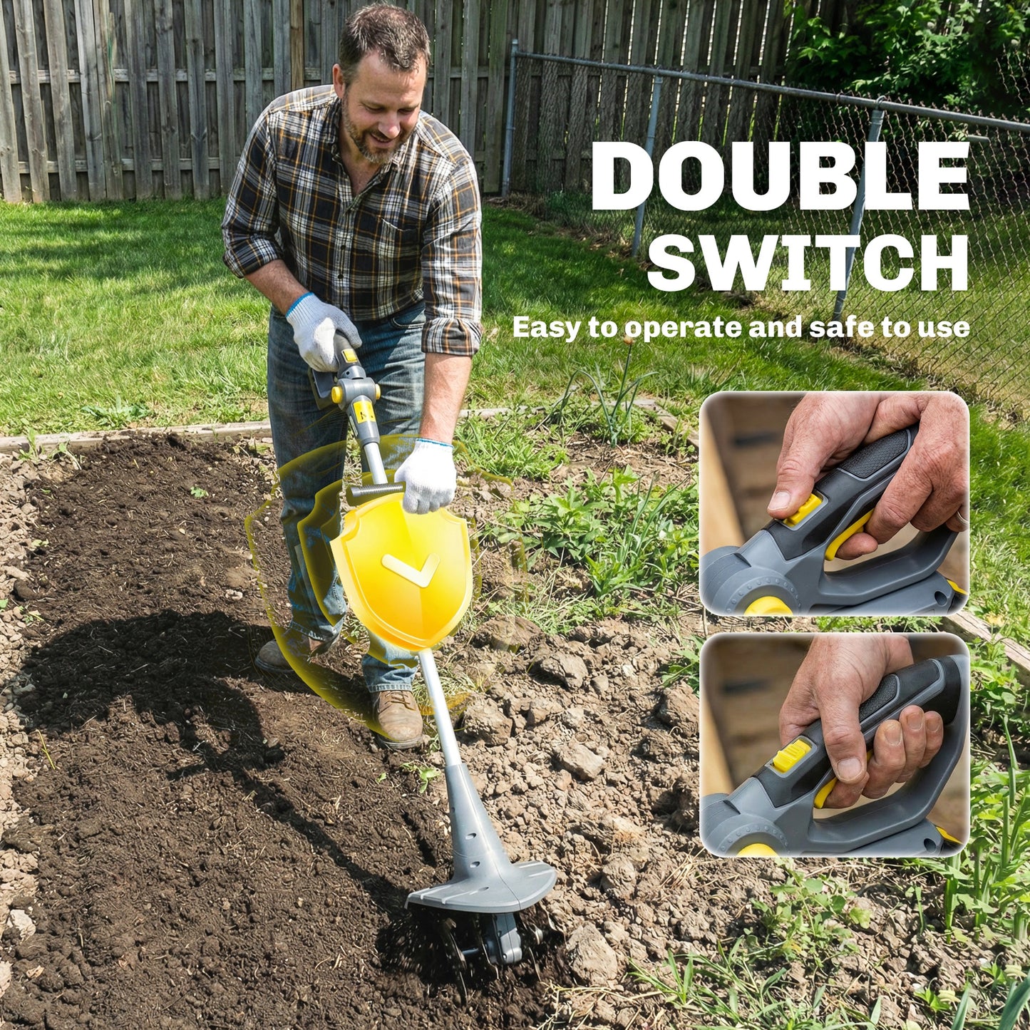 Cordless Tiller, 18V Electric Garden Rotavator