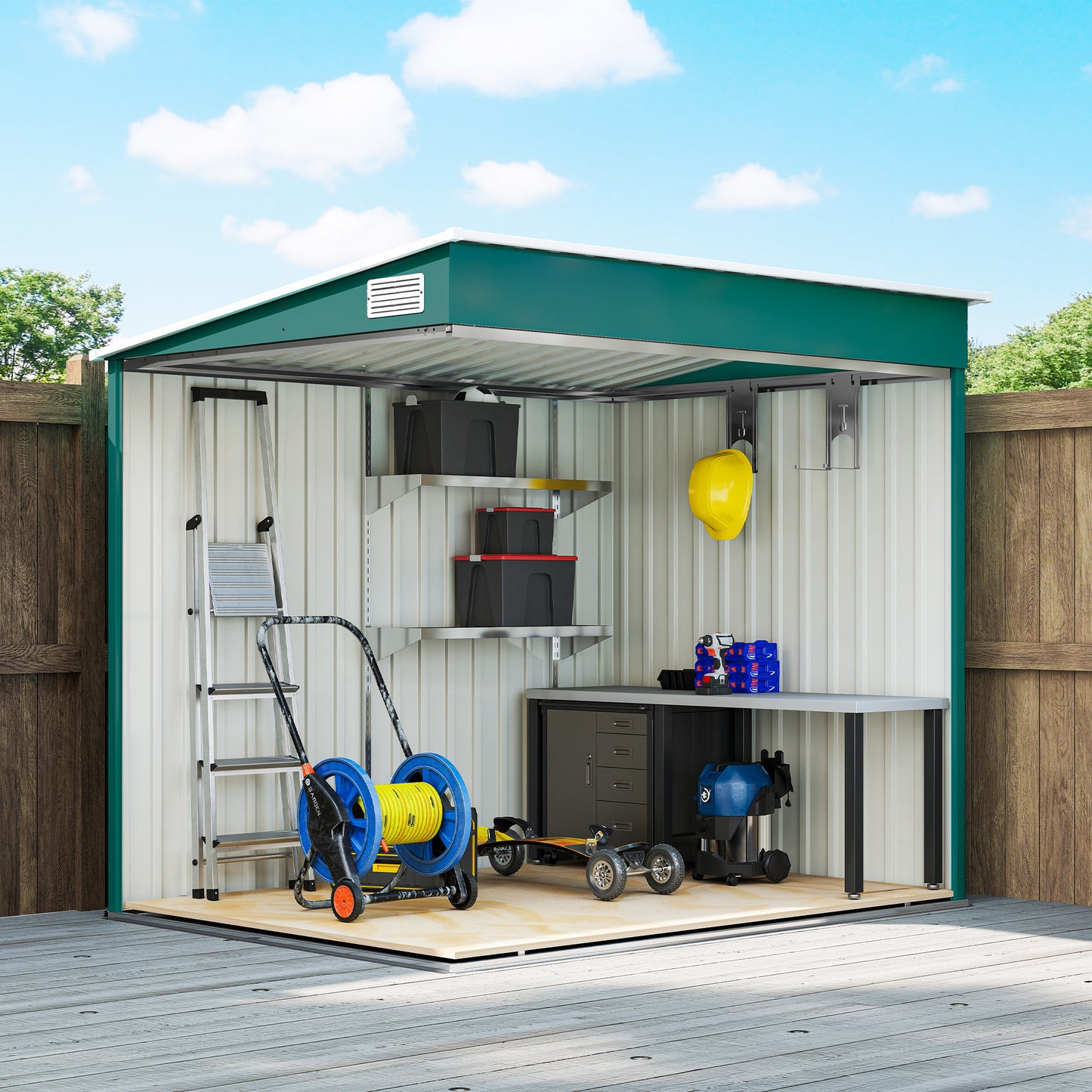 7 x 5ft Galvanised Metal Shed with Sliding Door