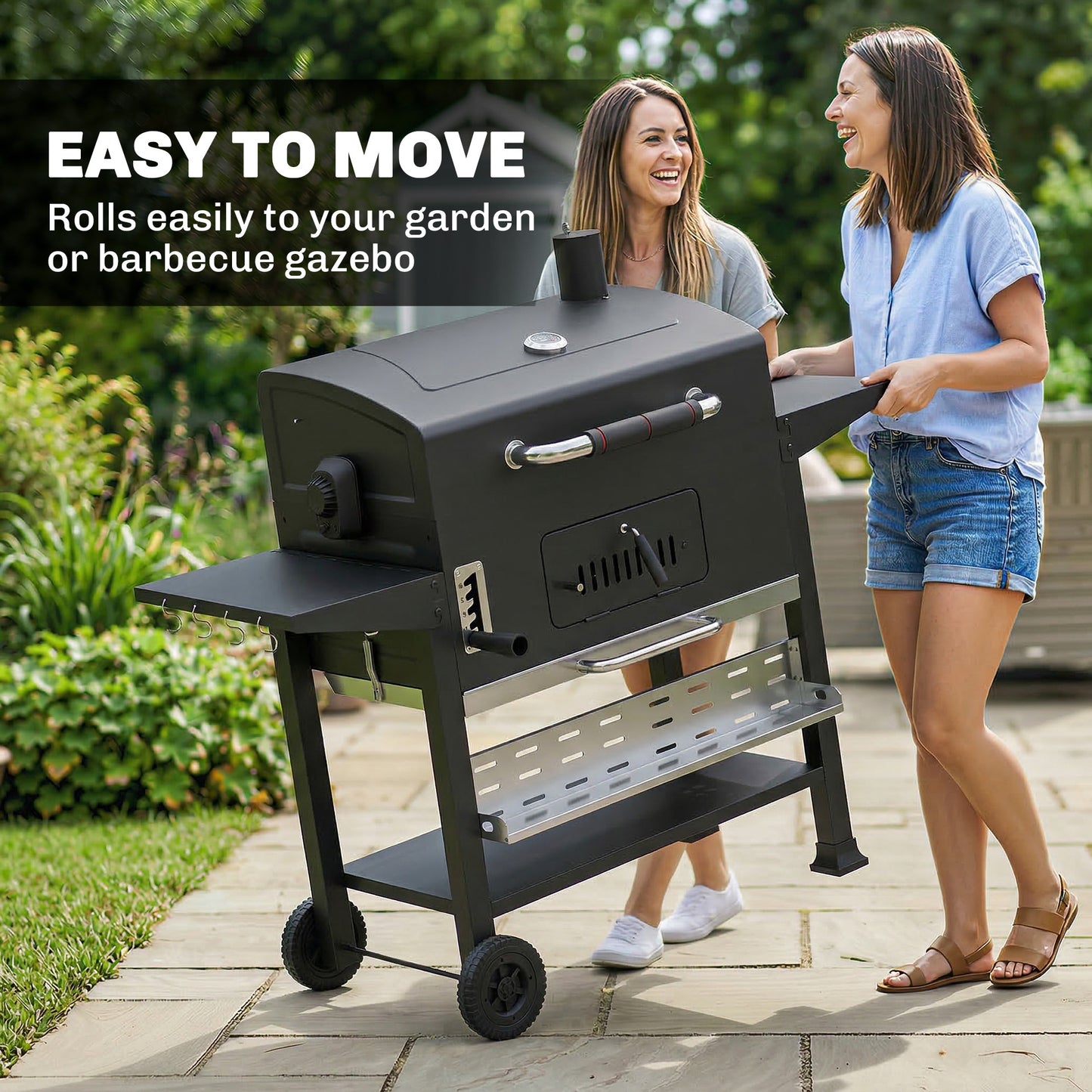 Charcoal BBQ Grill Smoker with Electric Rotisserie Kit