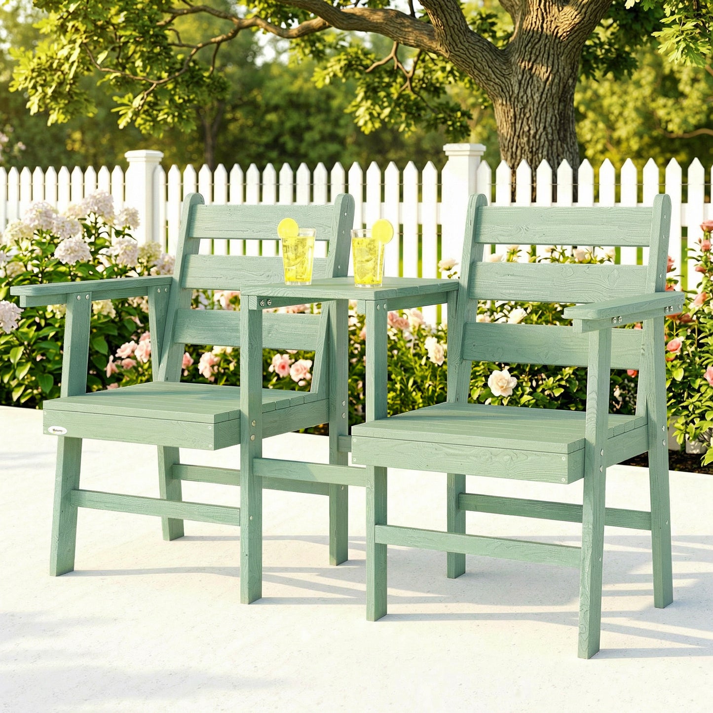 Outdoor Garden Loveseat, Embossed Wooden Jack and Jill Garden Seat