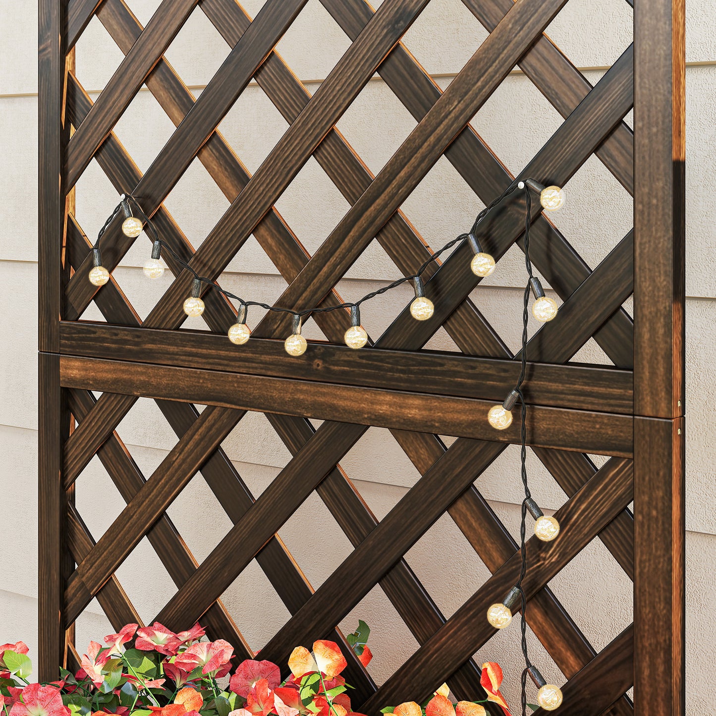 Garden Planter with Trellis, 45L Raised Bed for Climbing Plants