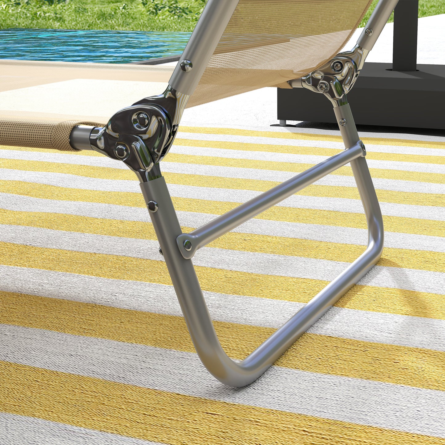 Set of Two Steel Frame Sun Loungers, with Reclining Backs (2)
