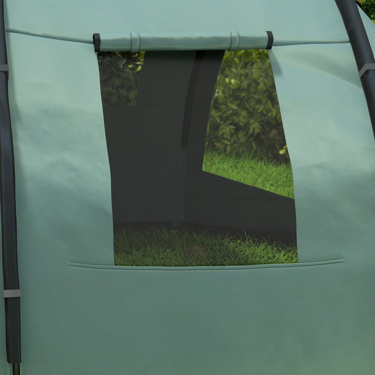 Two Room Tunnel Tent Camping Tent for 3-4 Man with Windows, Covers