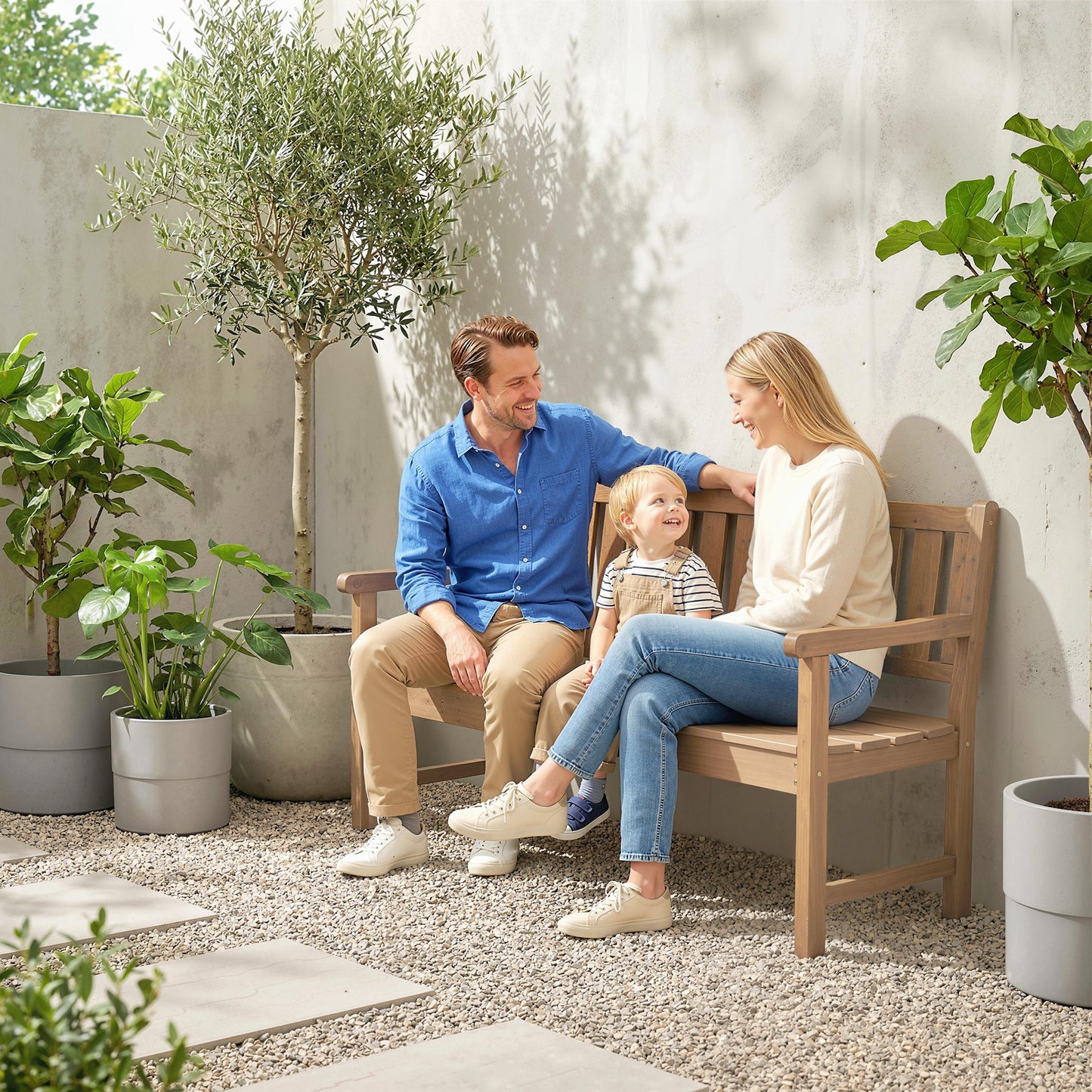 Wooden Garden Bench with Liftable Table & Shelf