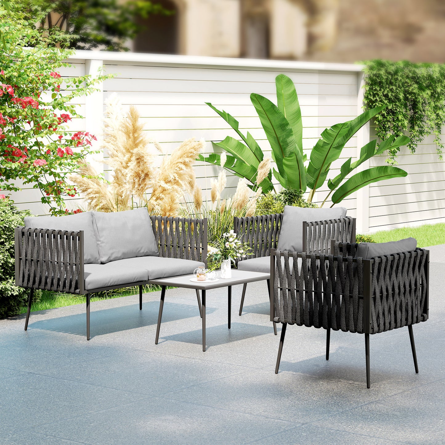 4-Piece Garden Furniture Set with Cushions