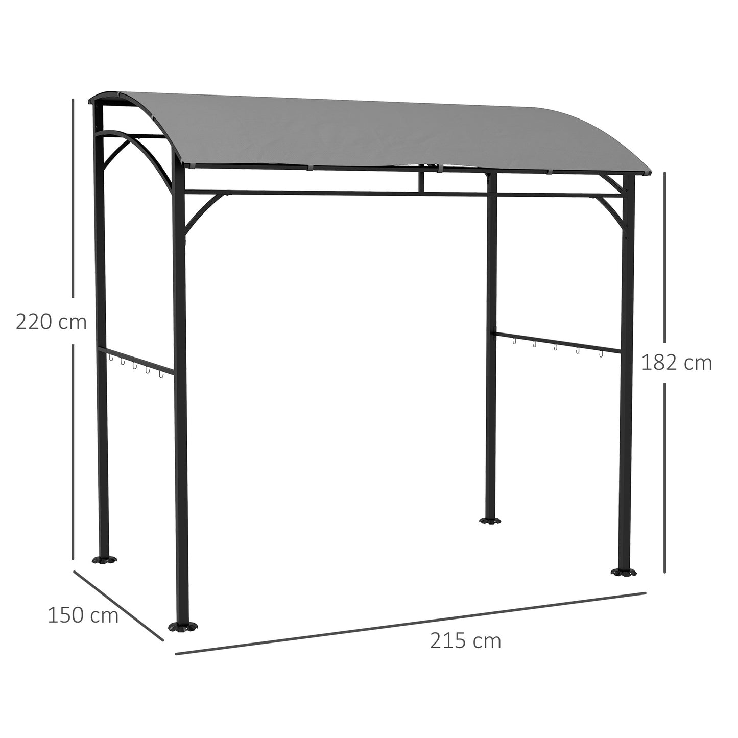 2.2 x 1.5 m BBQ Grill Gazebo Tent, Garden Grill with Metal Frame