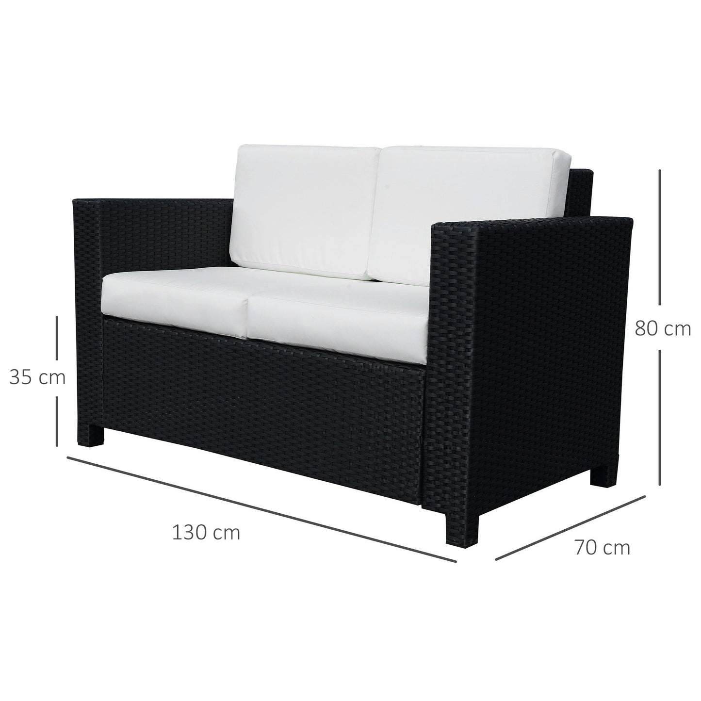 Rattan Sofa, 2 Seater Garden Furniture with Soft Padded Cushion (4)