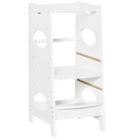 Toddler Step Stool Kids Adjustable Standing Tower with Safety Rail