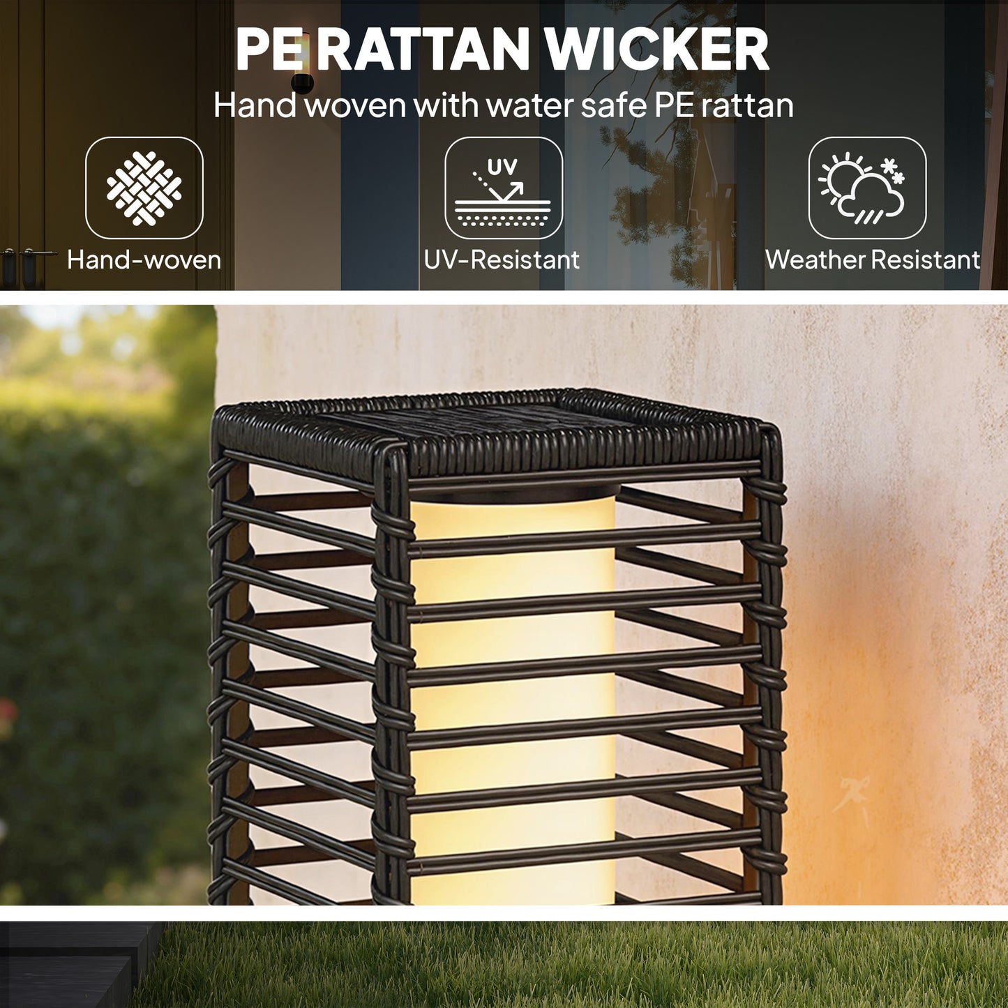 Garden Rattan Lamp, 68 cm Solar Rattan Floor Lamp