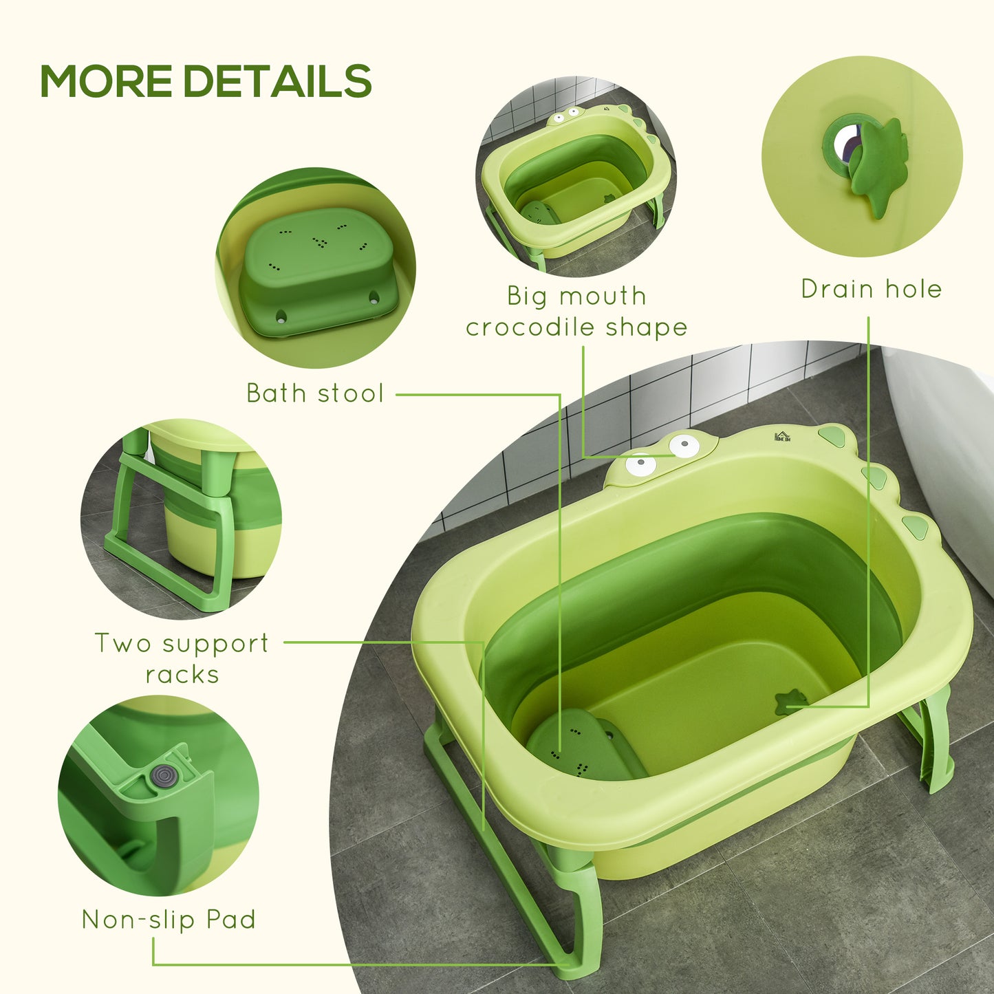 Foldable Baby Bathtub, with Stool