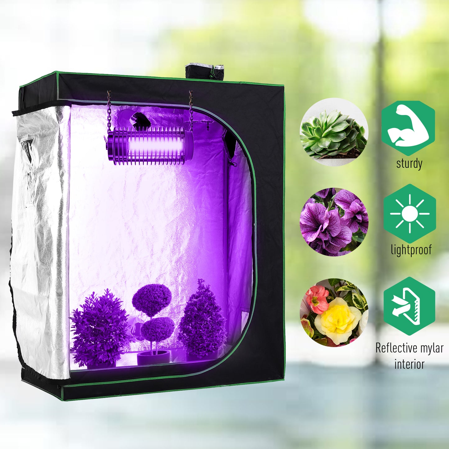 Grow Tent Reflective Mylar Hydroponic with Adjustable Vents (1)