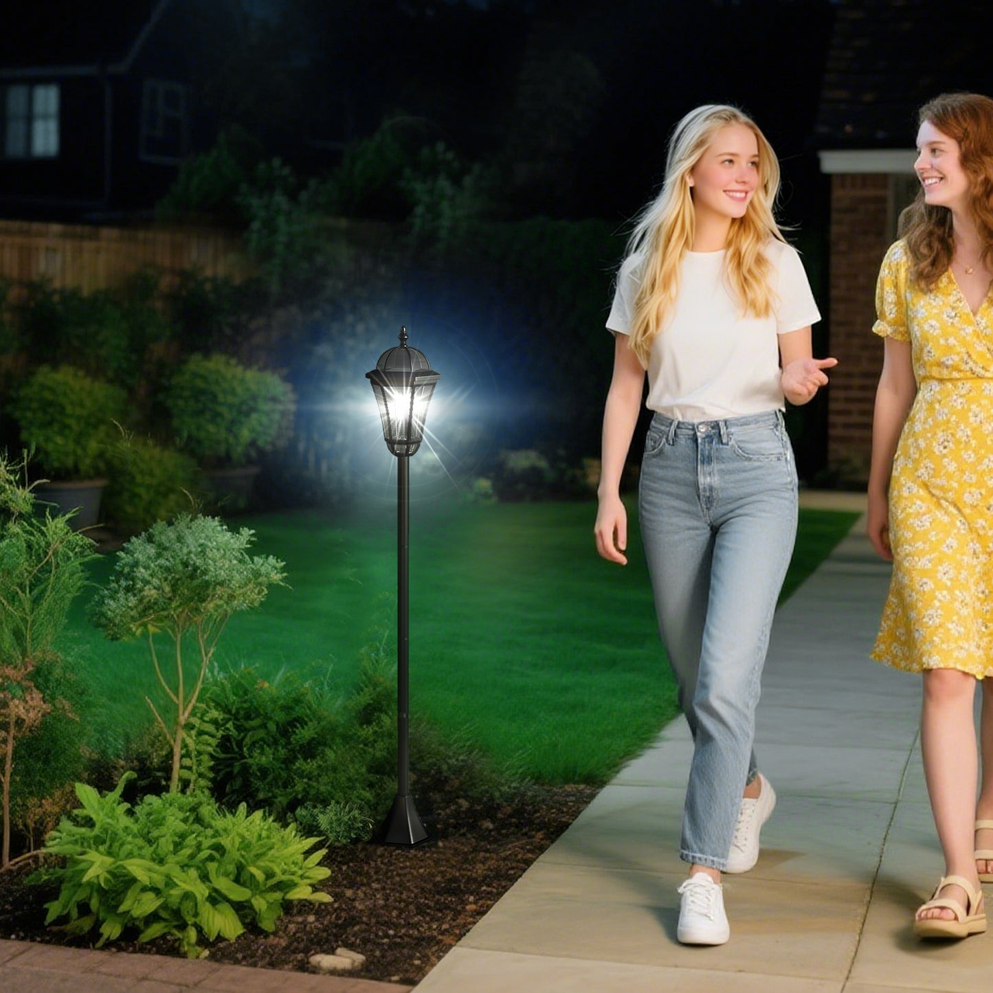 2 PCS 1.3M Garden Solar Lamp Post Lights Solar Powered LED Lantern