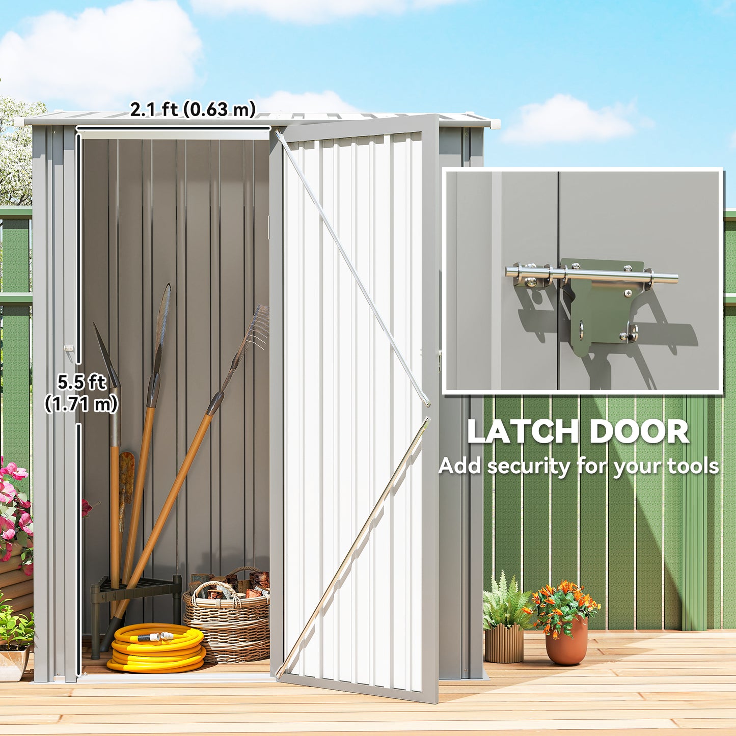 5ft x 3ft Garden Storage Shed, Outdoor Metal Shed with Sloped Roof