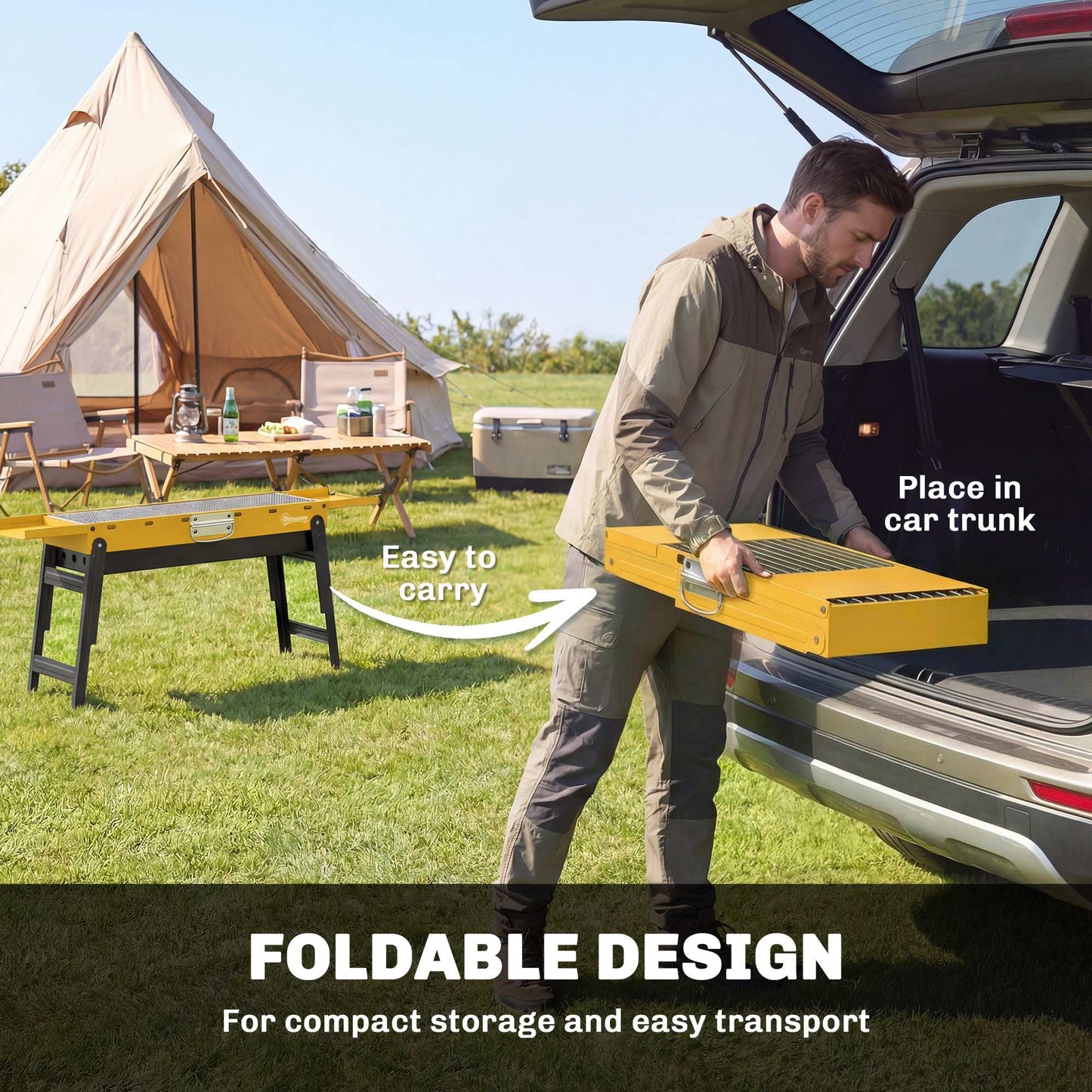 Portable BBQ Grill, Foldable Charcoal Grill for Camping and Picnics