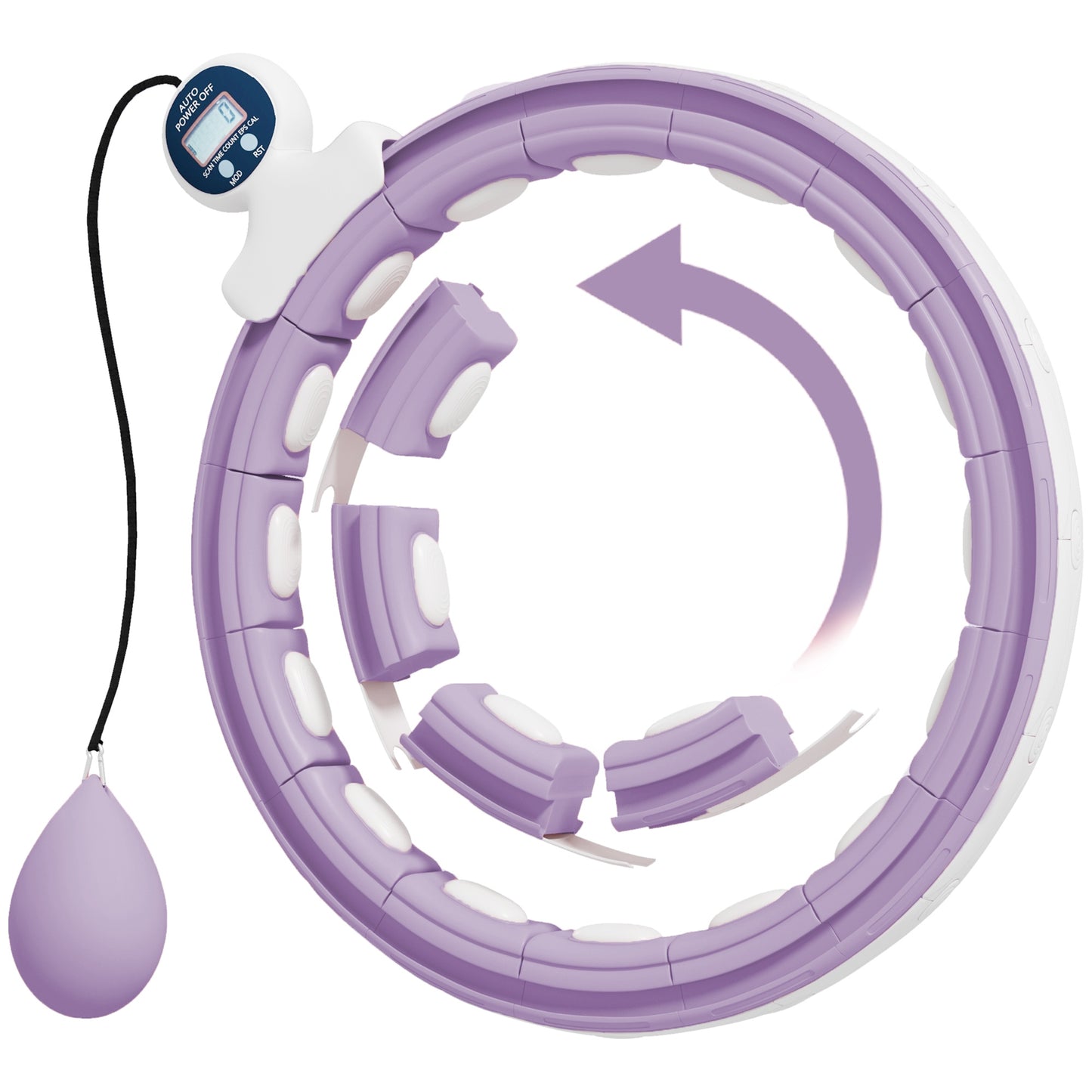 Smart Weighted Hula Hoop, Massage Hula Ring w/ 16 Detachable Knots