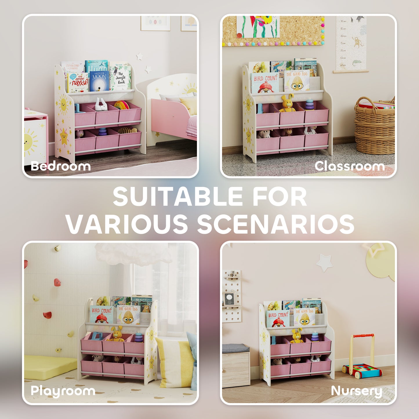 Kids Storage Unit, Toy Organiser with 6 Fabric Drawers