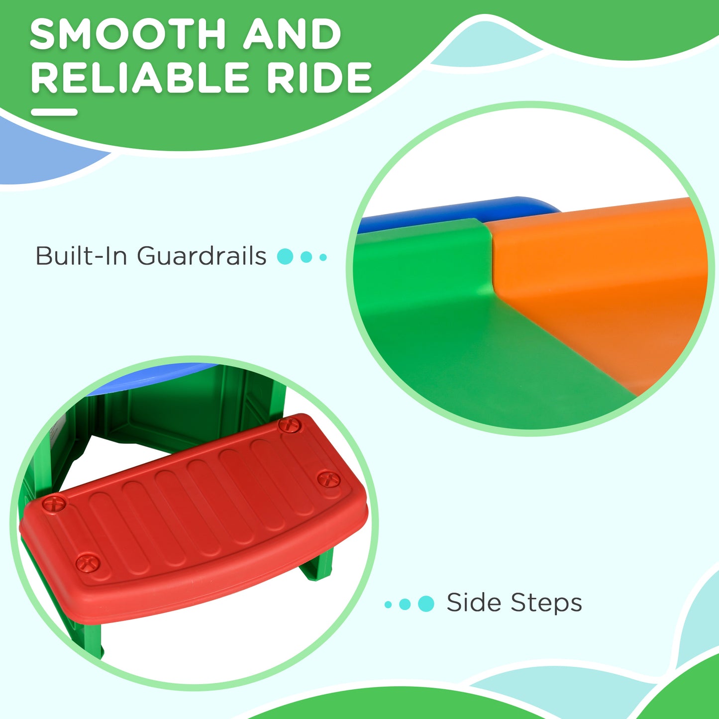 3(m) Four-Piece Ride on Kids Roller Coaster w/ Non-Slip Steps