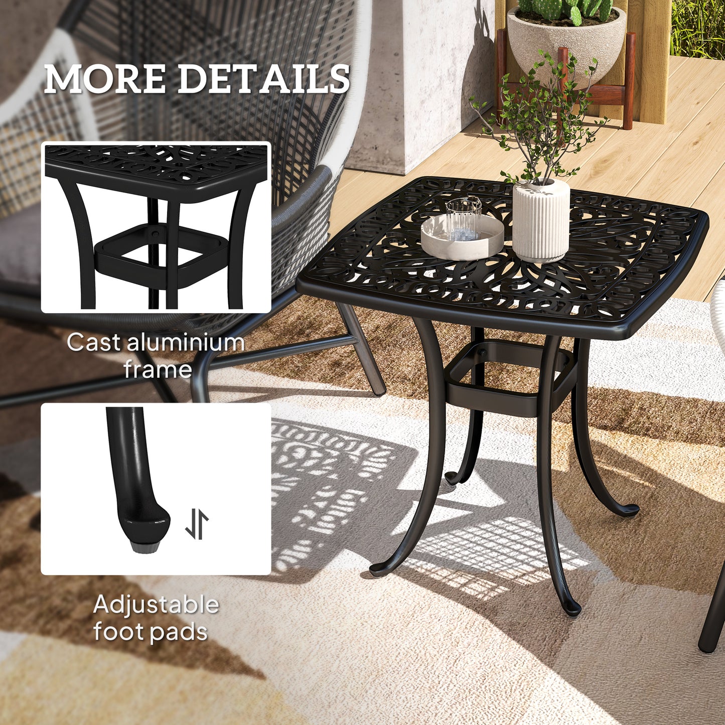 Outdoor Garden Table, Cast Aluminium Patio End Table (1)
