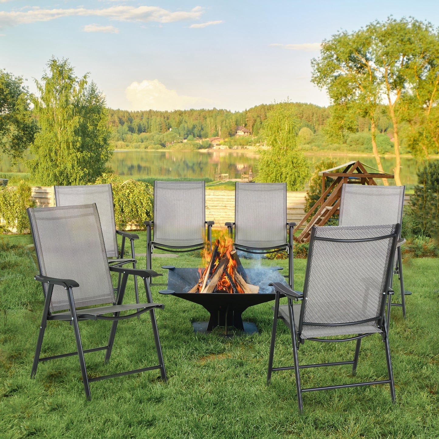 Set of Six Folding Garden Chairs