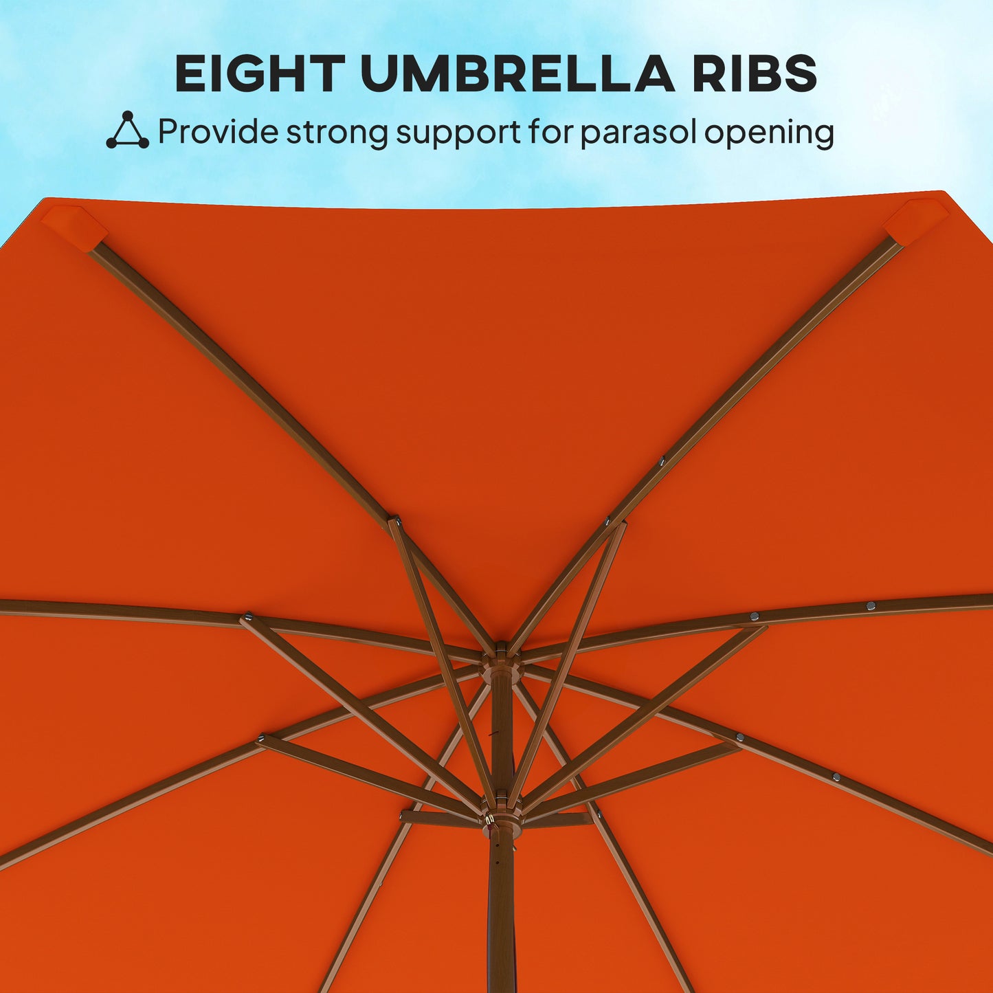 3m Wood Pole Parasol Umbrella