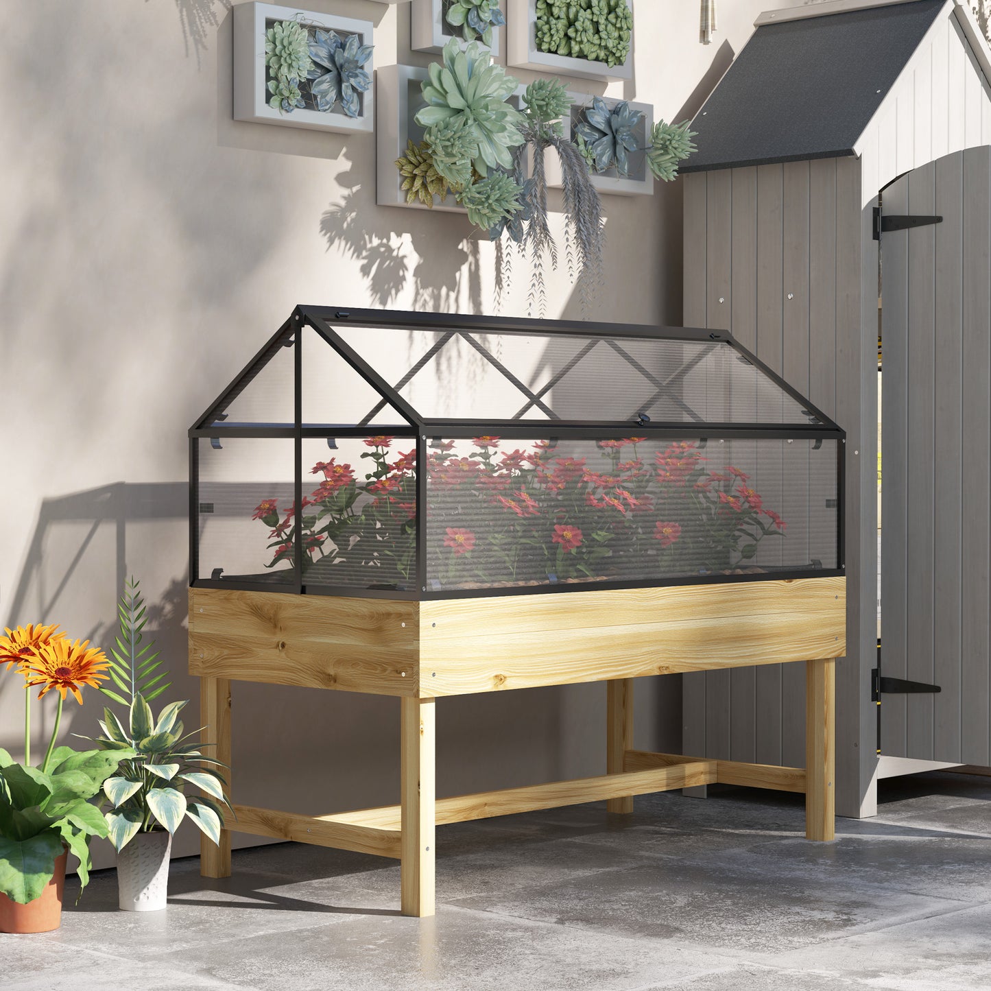 60 x 120cm Raised Garden Bed with Wooden Base