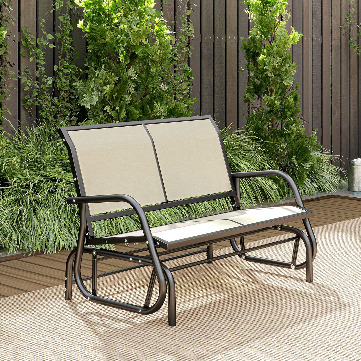 2-Person Outdoor Glider Bench Patio Double Swing Gliding Chair (1)