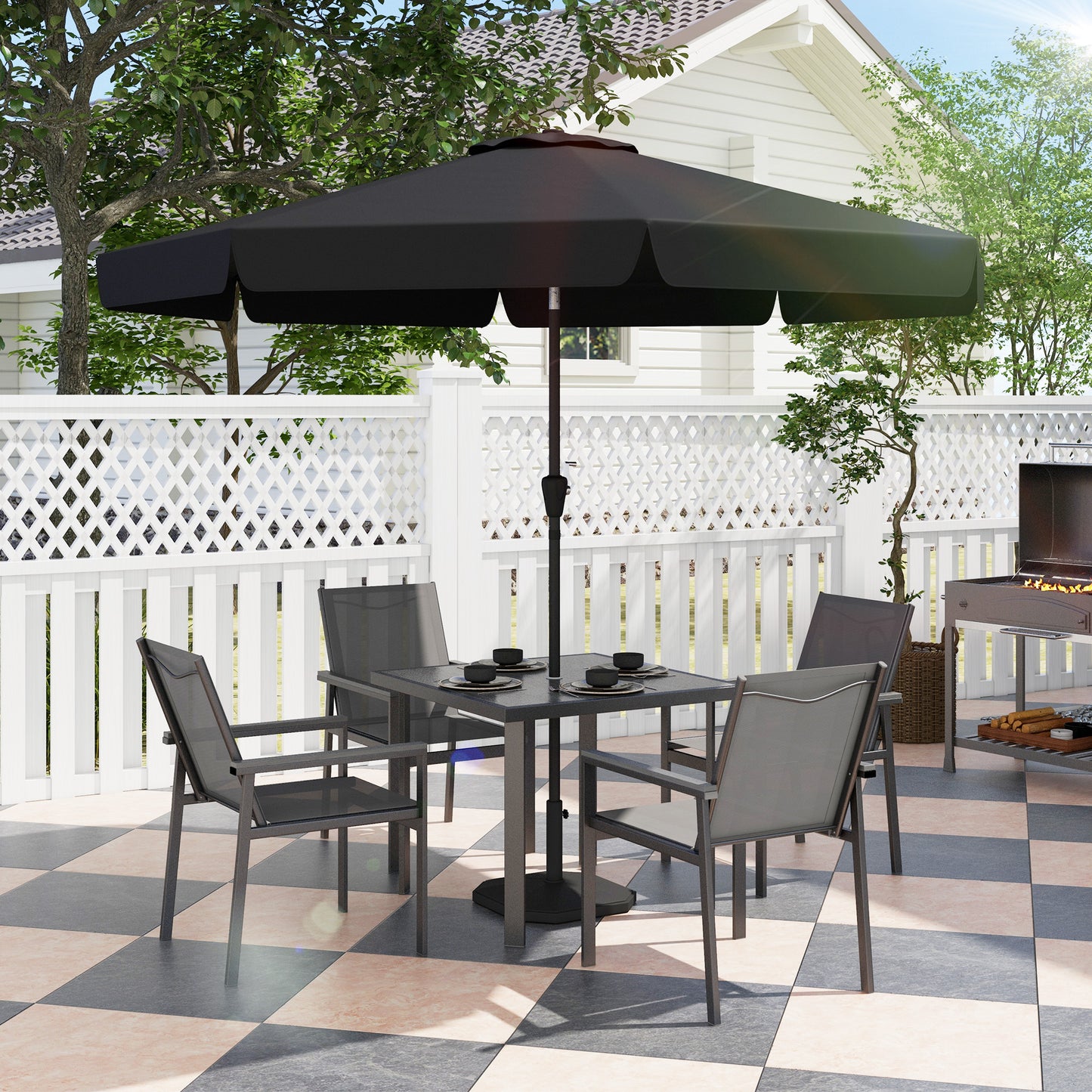 Five-Piece Metal Dining Set, with Glass-Top Table