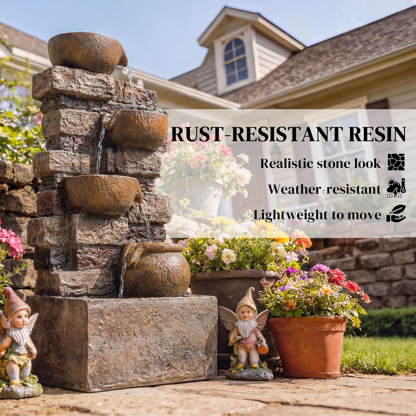28" 5-Tier Outdoor Fountain