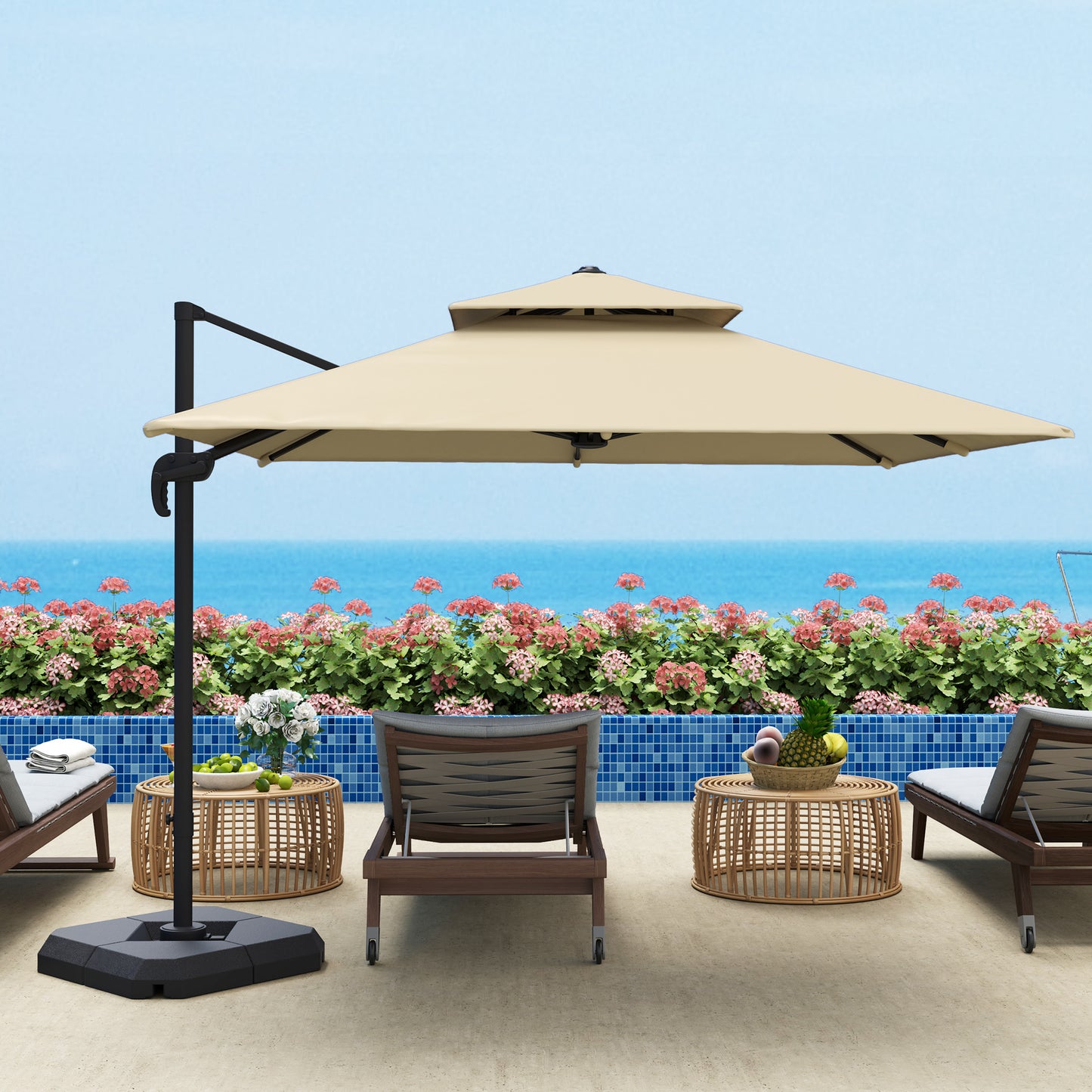 2.7 x 2.7 m Cantilever Parasol with Aluminium Frame, Crank and Tilt