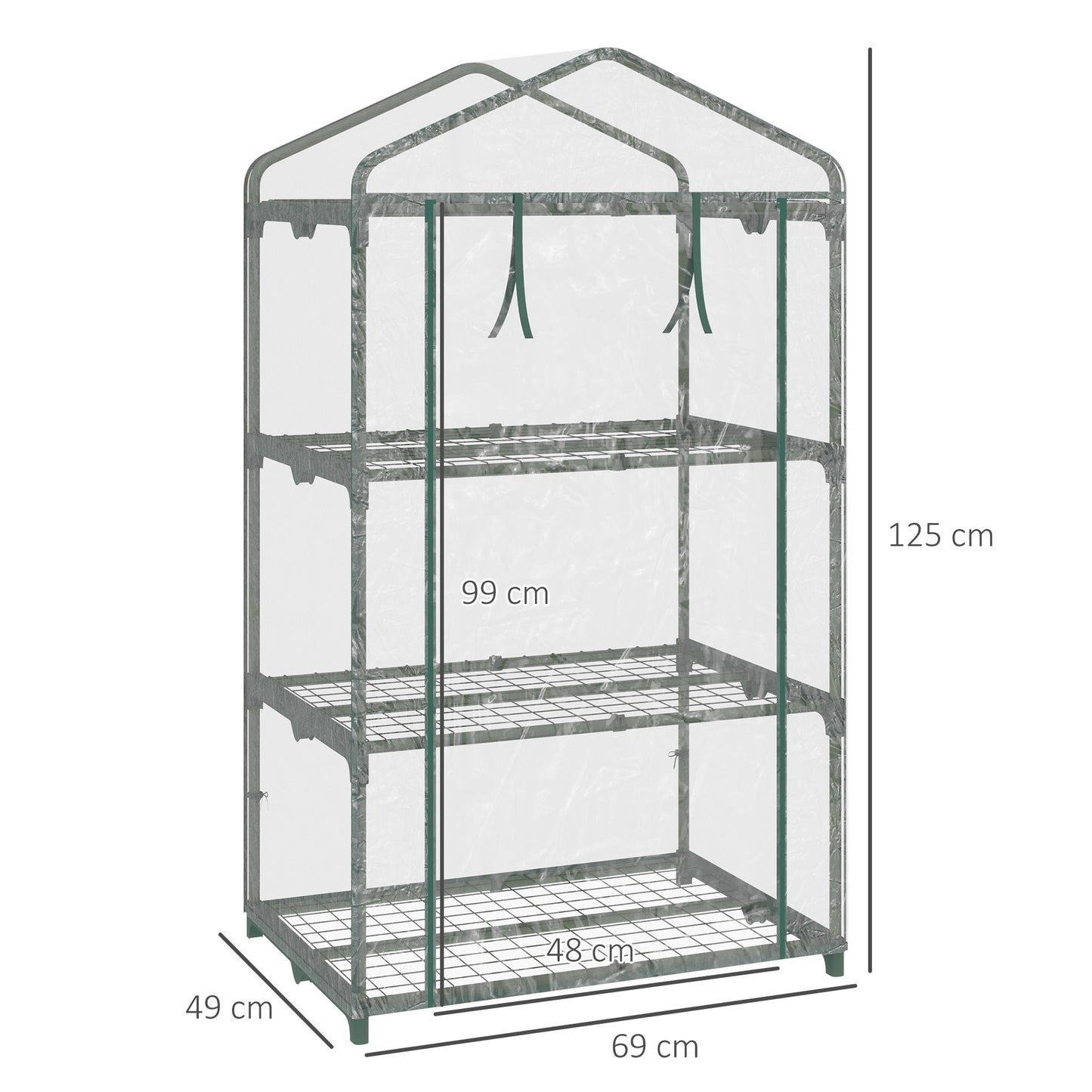 3 Tier Mini Greenhouse Portable Garden Grow House with Roll Up Door