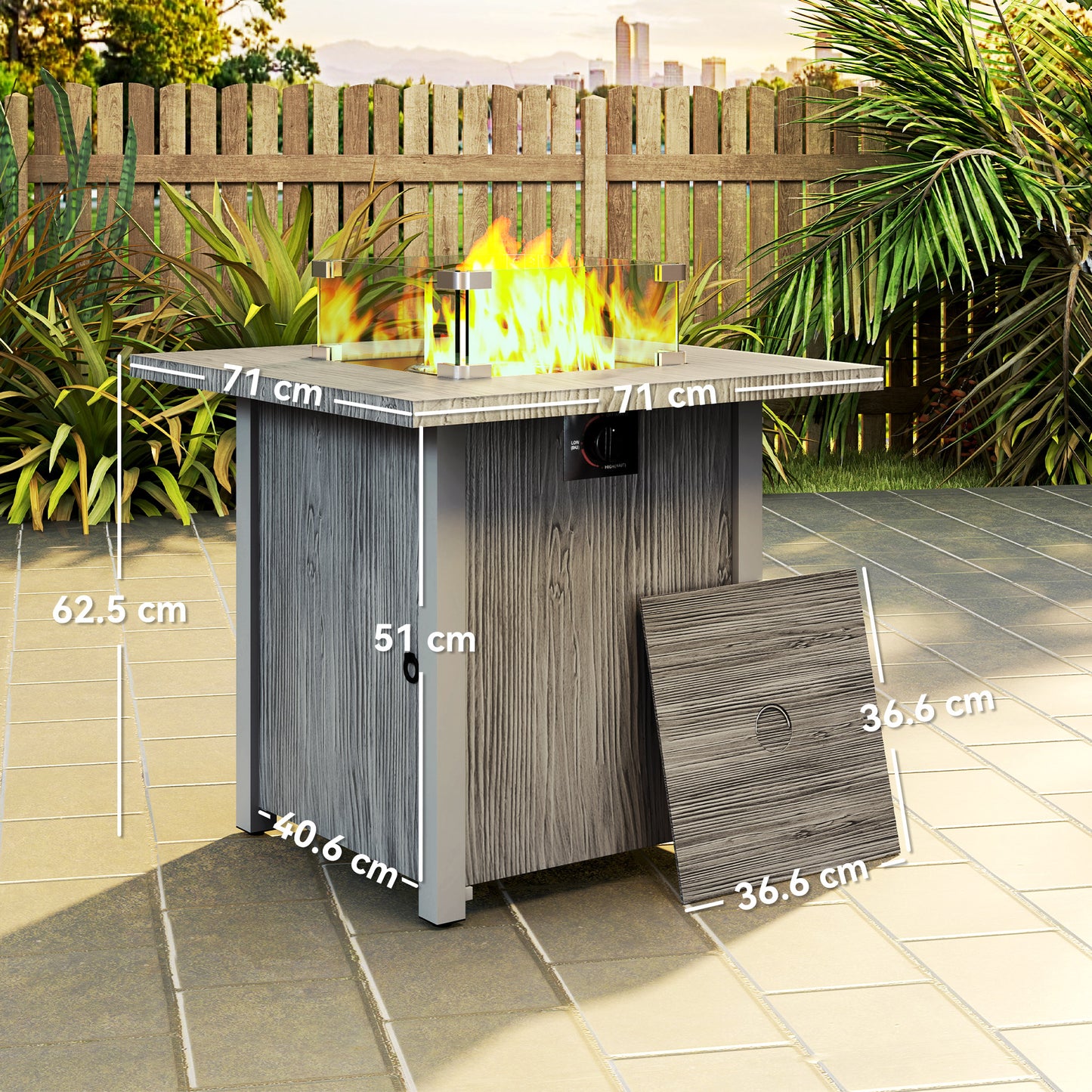 50,000 BTU Gas Fire Pit Table, with Cover