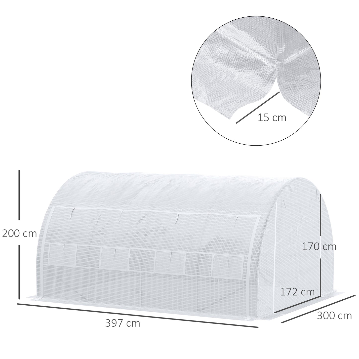 4 x 3 x 2 m Polytunnel Greenhouse with Roll-up Side Walls