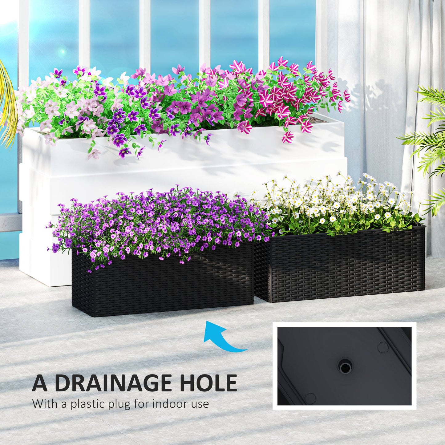 Set of Two Rattan-Effect Planters (2)