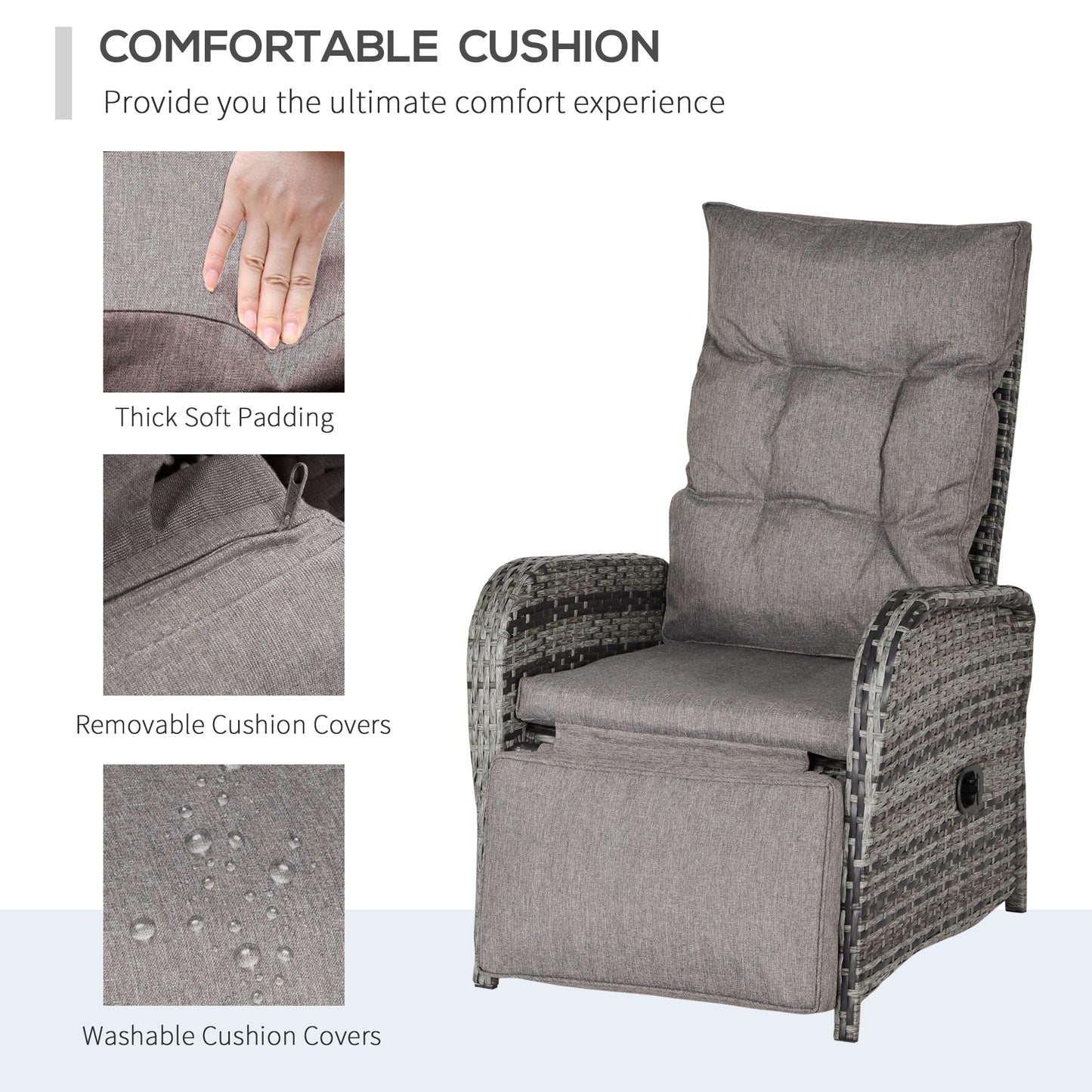 2 Seater Patio Wicker No installation Chaise Lounge Sofa Set