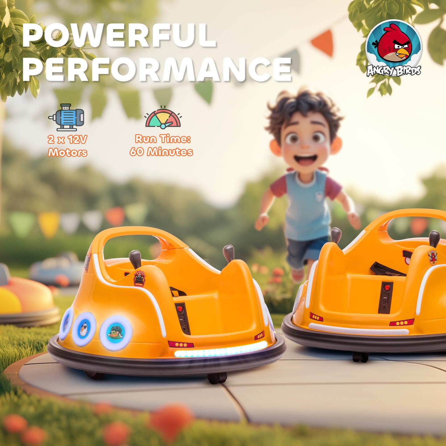 Angry Bird Licensed Waltzer Car, 12V Kids Bumper Car w/ Joysticks