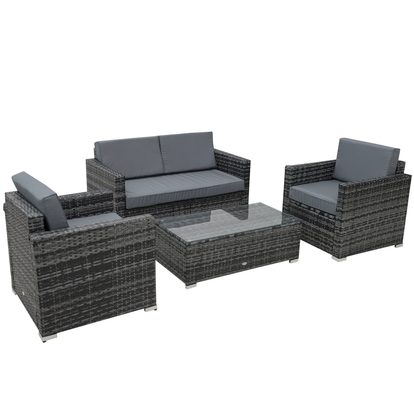 4 Pieces Wicker Steel Rattan Sofa Set Garden Chair Seat Furniture